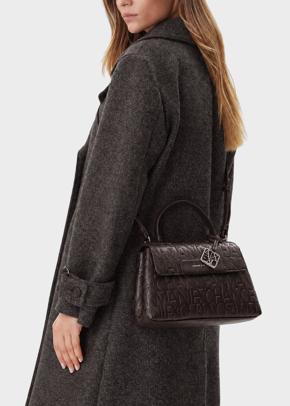 Borsa a mano con tracolla Liz Pebble con logo all over