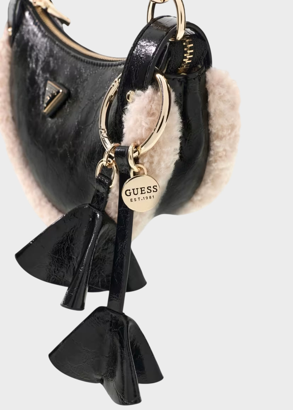Borsa a spalla Katie con dettagli effetto lana e charm-5