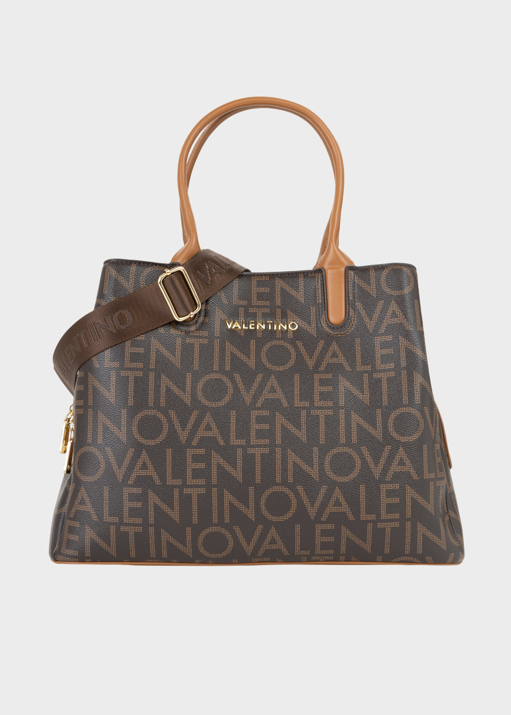 Borsa a mano Regina Re grande con tracolla e logo all over
