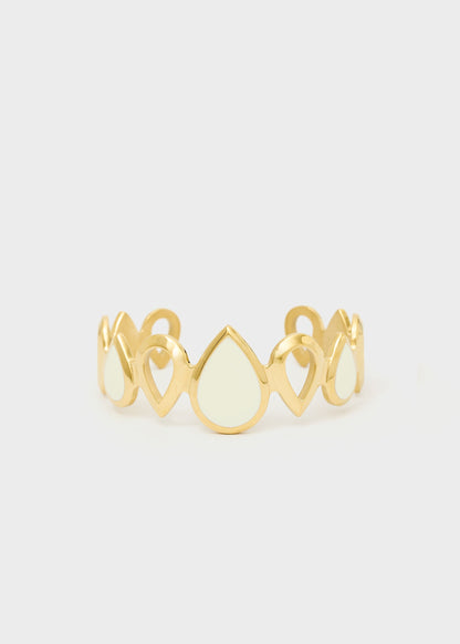 Bracciale rigido in acciaio con madreperla