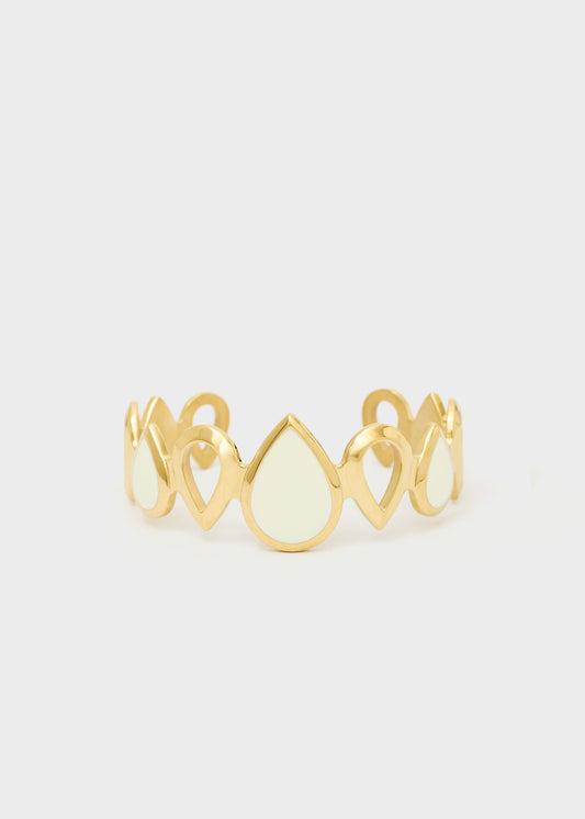 Bracciale rigido in acciaio con madreperla