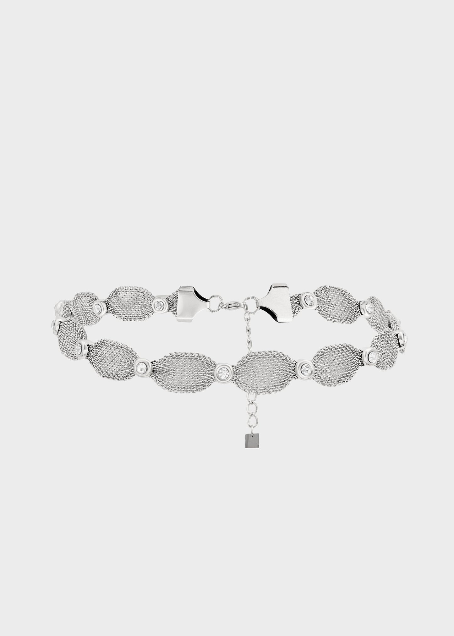 Collana choker Helena in mesh con pietre in acciaio inossidabile