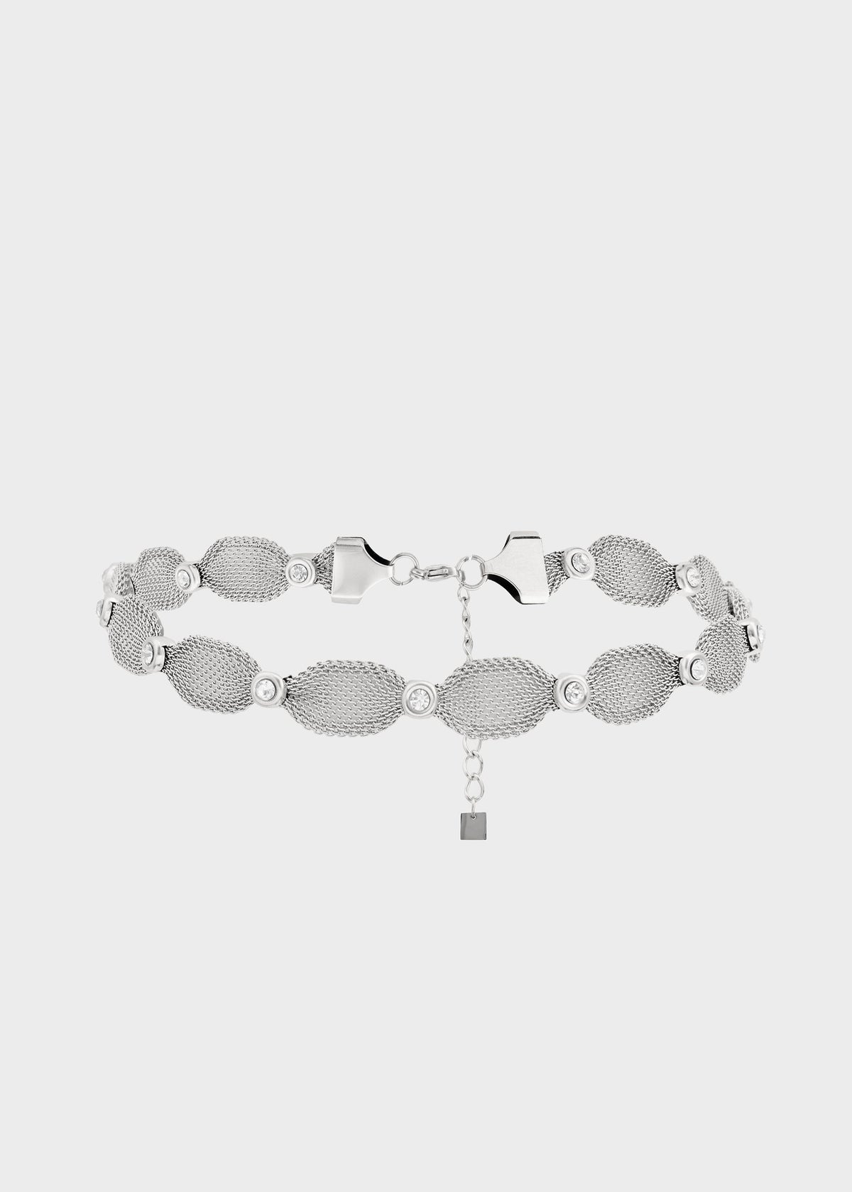 Collana choker Helena in mesh con pietre in acciaio inossidabile