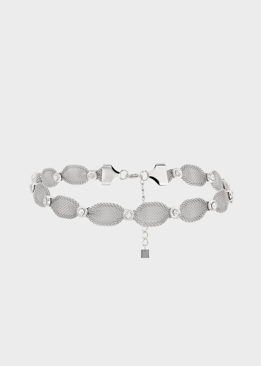 Collana choker Helena in mesh con pietre in acciaio inossidabile