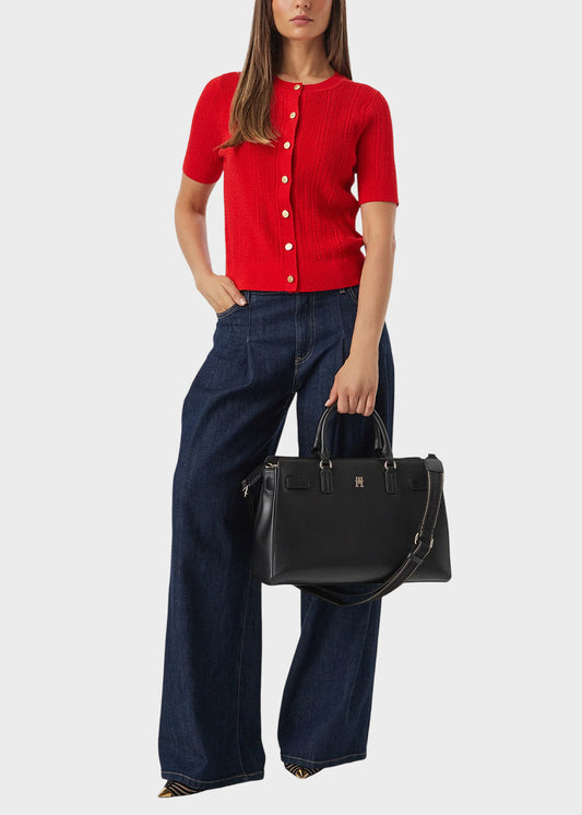 Borsa a mano TH Joy Satchel con tracolla in tessuto