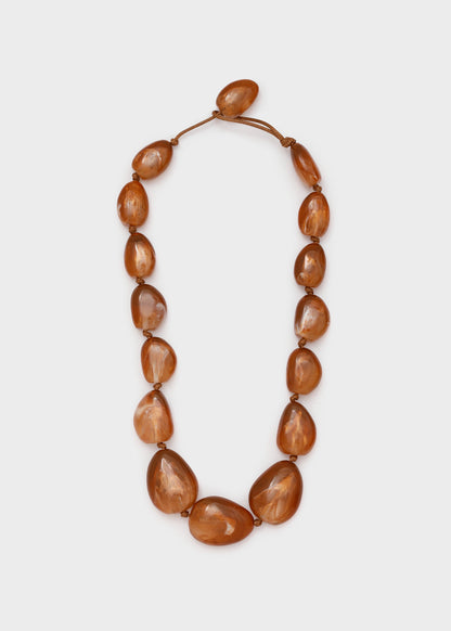 Collana Gaia over in resina nuvolata marrone