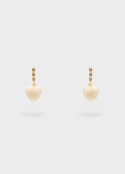 Heart pendant earrings with white stones