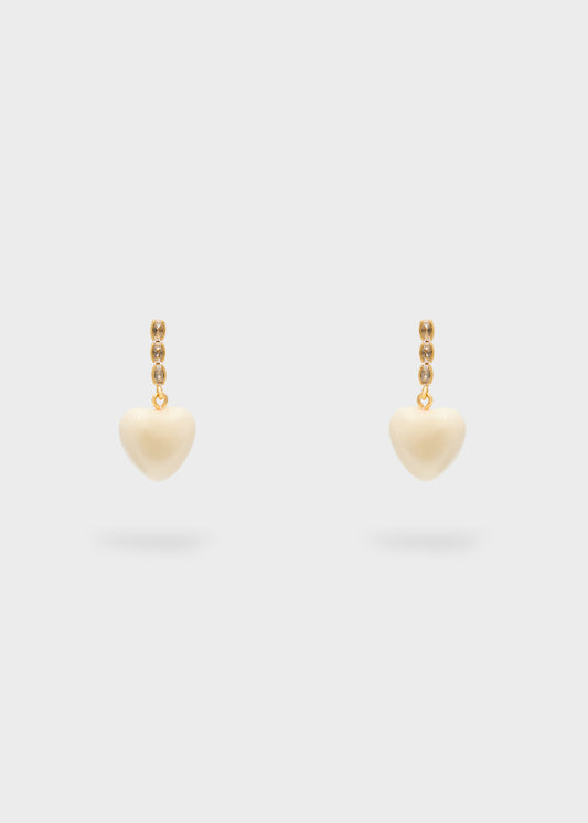 Heart pendant earrings with white stones