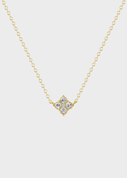 Collana Gleam girocollo in acciaio con cristalli centrali e finitura pvd oro 14K