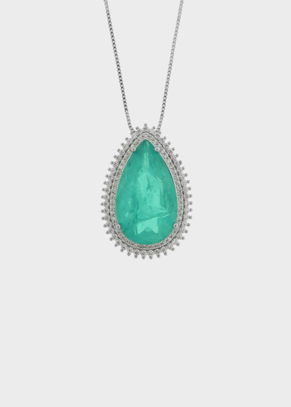 Collana in Metallo con zircone verde a forma di goccia