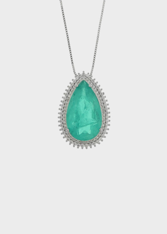 Collana in Metallo con zircone verde a forma di goccia