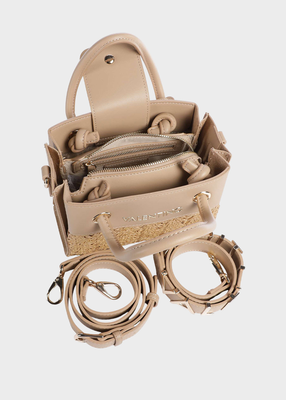 Borsa a mano Alexia Summer piccola con tracolla, in effetto paglia-4