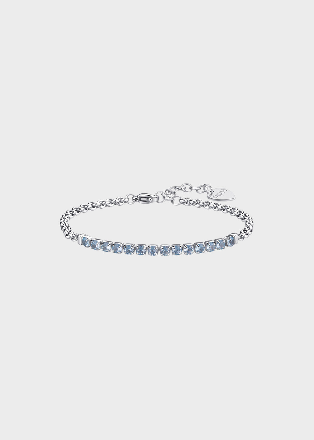 Bracciale Dazzly in acciaio con centrale tennis e cubic zirconia azzurro