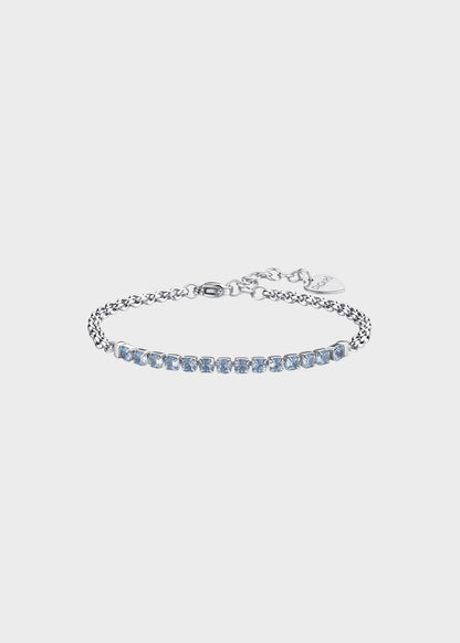 Bracciale Dazzly in acciaio con centrale tennis e cubic zirconia azzurro