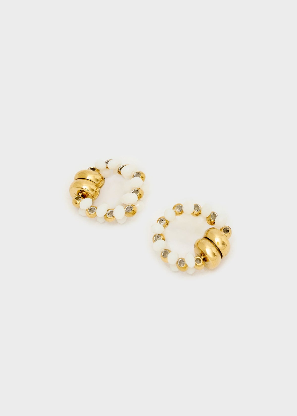 Orecchini earcuff in acciaio magnetici con pietre bianche-3