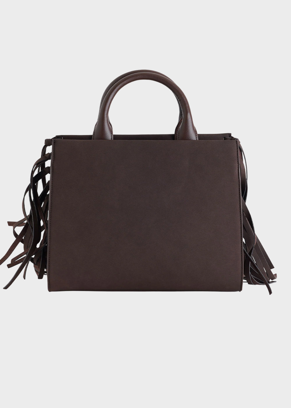 Borsa a mano Marge in camoscio sintetico con tracolla, frange e applicazione orsetto centrale Teddy-3