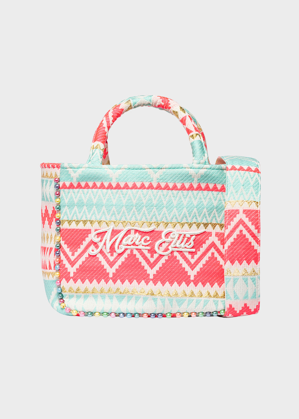 Borsa da Mare a mano Buby S Indy con tracolla, logo frontale e perline laterali