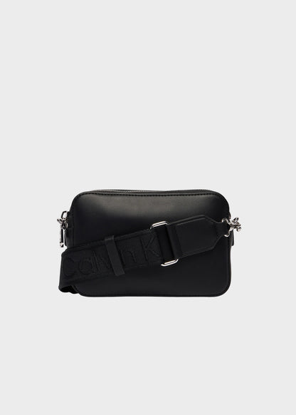 Borsa con tracolla in tessuto con doppia zip, piccola