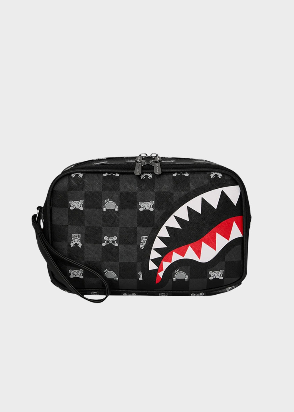 Pochette grande Gray Peeking Character Check con manico da polso