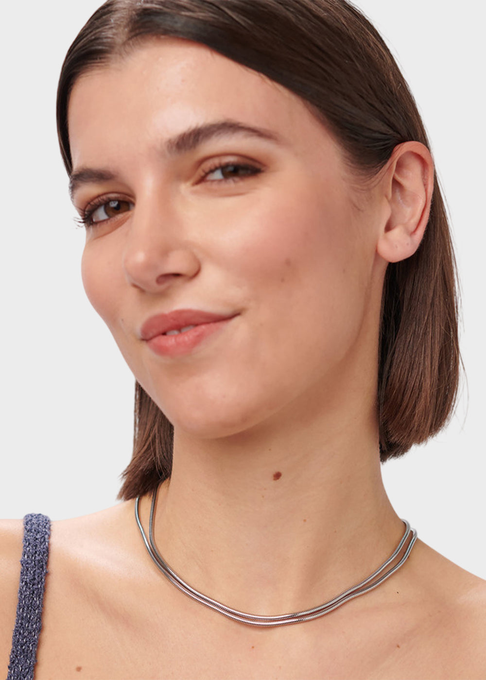 Collana doppiofilo Chunky catena snake in acciaio