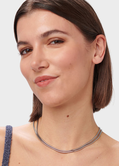 Collana doppiofilo Chunky catena snake in acciaio