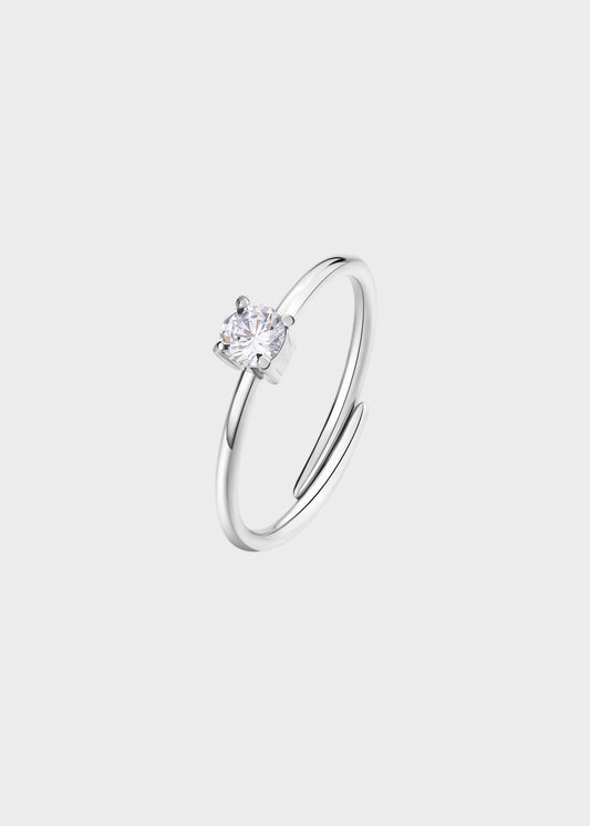 Anello regolabile Dazzly in acciaio con pietra