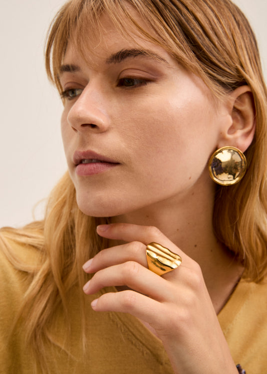 Irregular oversized stainless steel ring