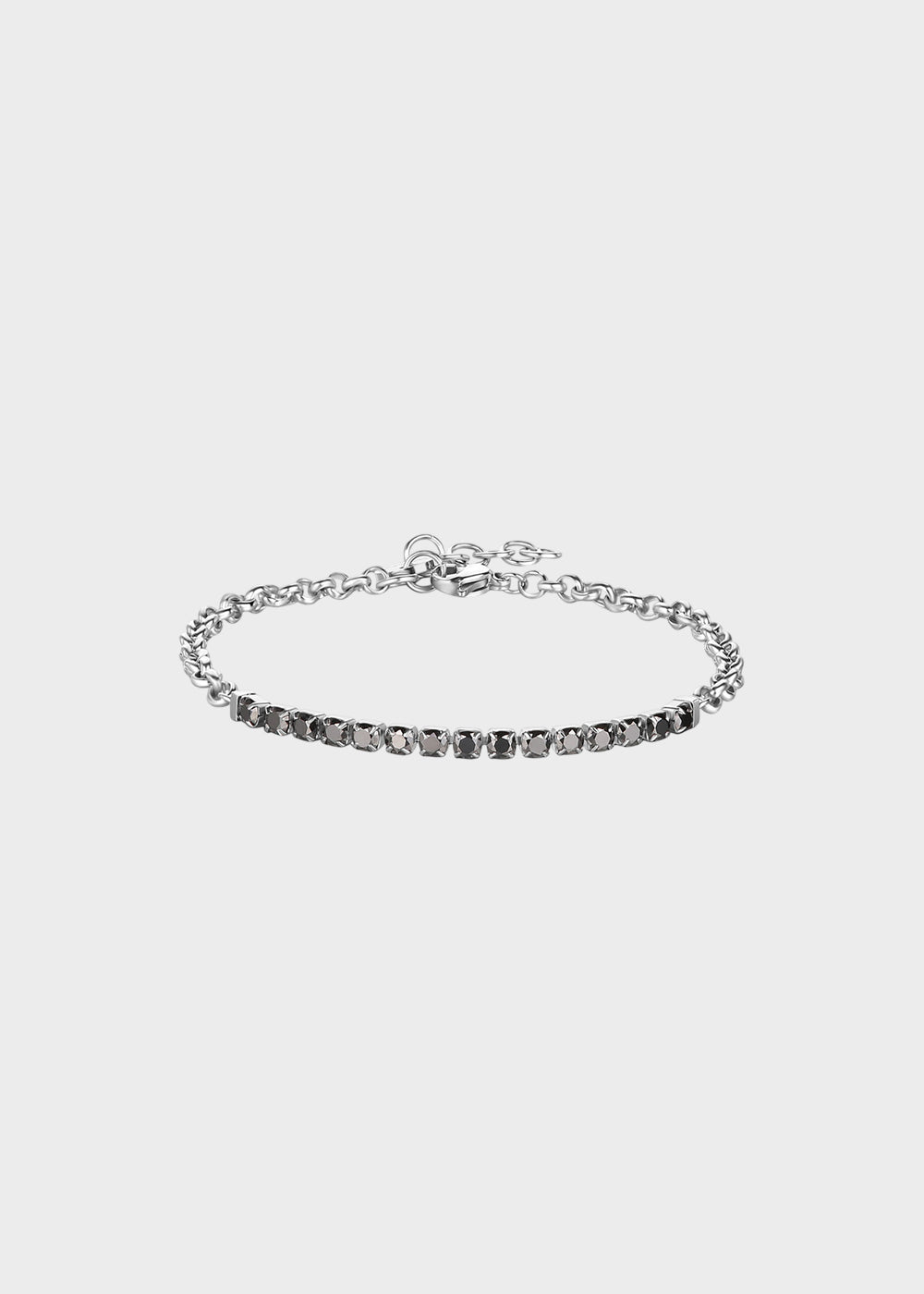 Bracciale Tricky in acciaio con centrale tennis con cubic zirconia neri