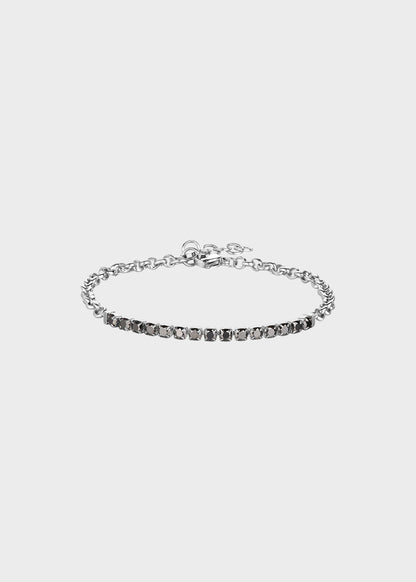 Bracciale Tricky in acciaio con centrale tennis con cubic zirconia neri