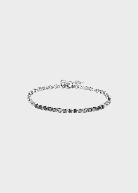 Bracciale Tricky in acciaio con centrale tennis con cubic zirconia neri