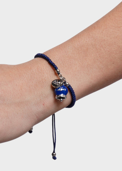 Bracciale in tessuto e Acciaio con Campanella Portafortuna Blu mare di Capri