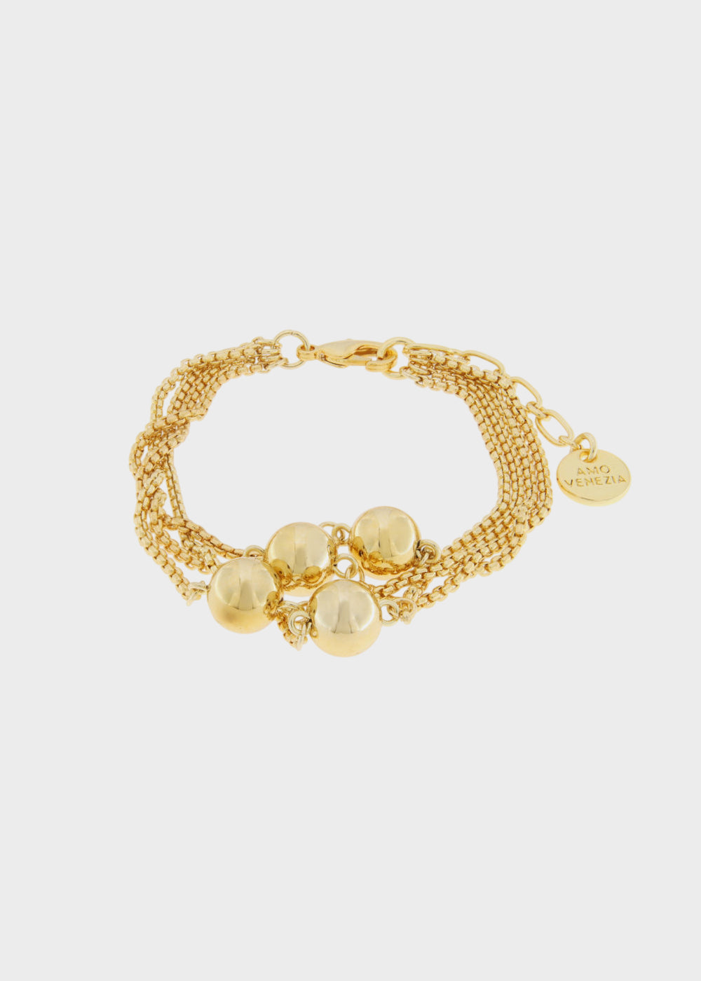 Bracciale multifilo in Metallo color oro con sfere
