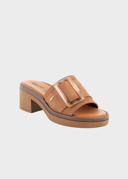 Pantofola in pelle scamosciata con tacco (5 cm)