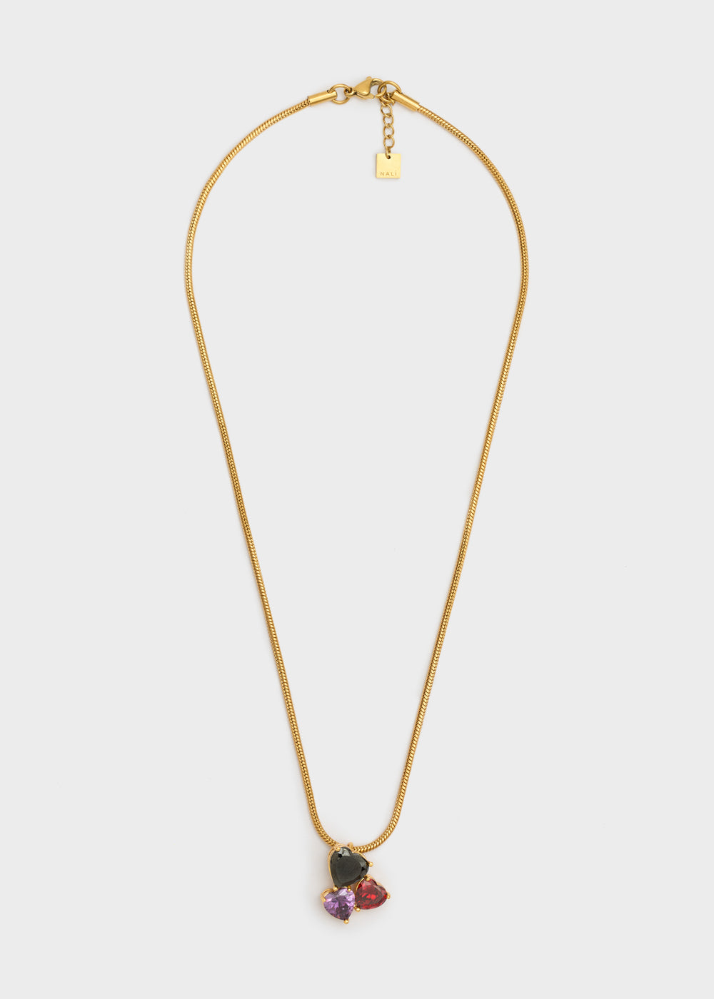 3-Stone Heart Necklace in Stainless Steel