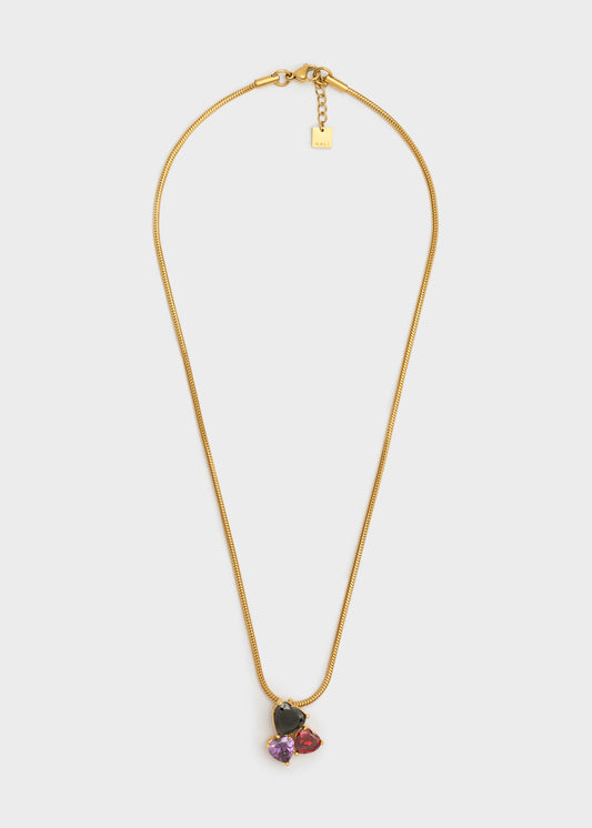 3-Stone Heart Necklace in Stainless Steel