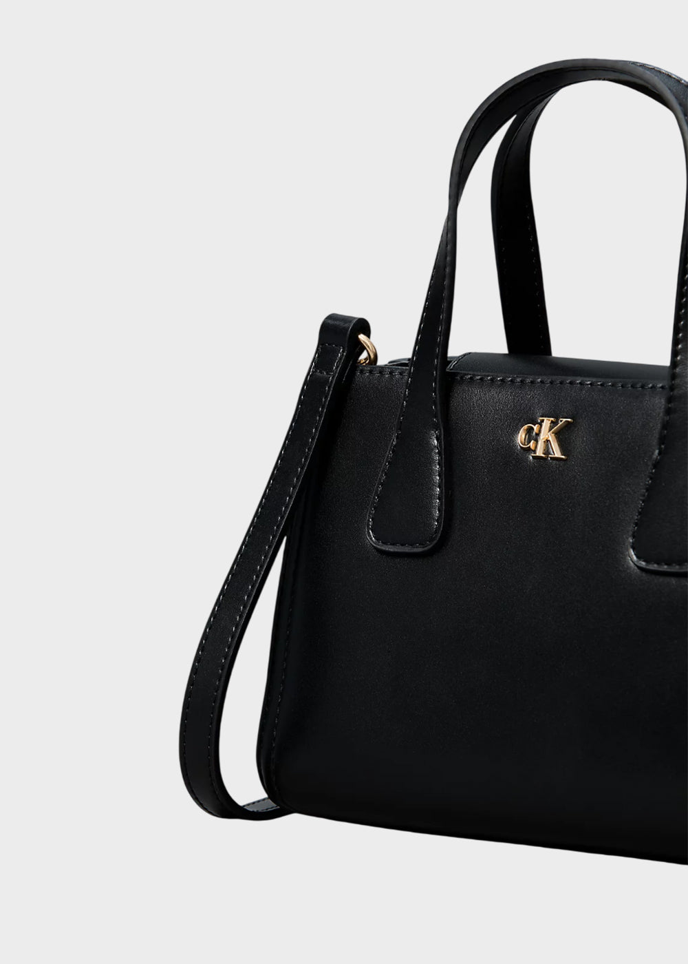 Borsa a mano con tracolla e logo metallico-5