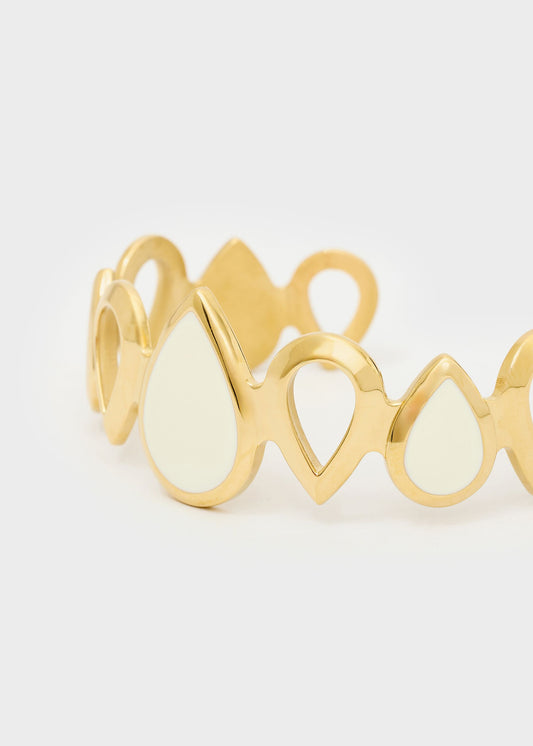 Bracciale rigido in acciaio con madreperla