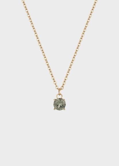 Collana Dazzly girocollo in acciaio con finitura pvd oro 14K e pendente centrale con pietra verde