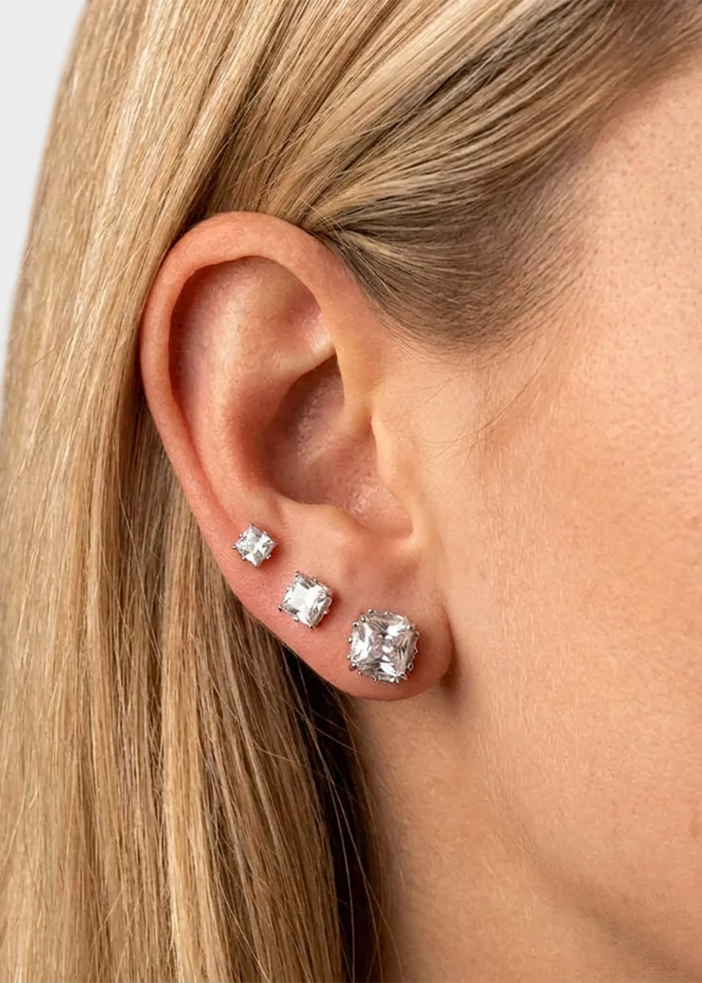 Orecchini in Metallo set da sei color argento con cristalli a lobo