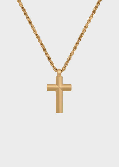 Collana Bound in acciaio con finitura pvd oro 14K e pendente a forma di croce