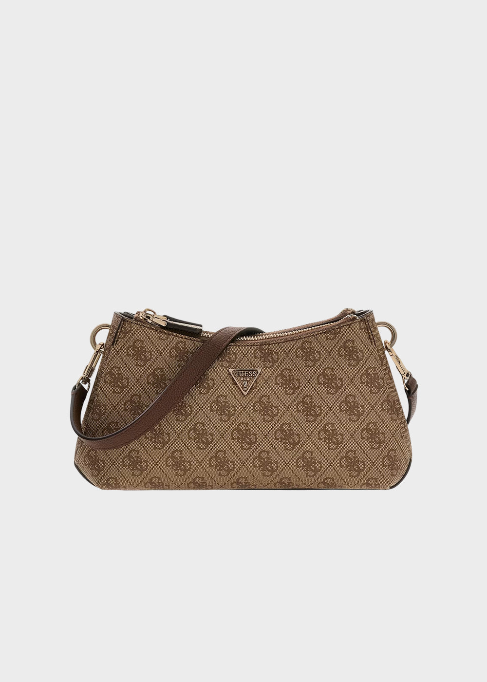 Borsa a spalla Noelle II Mini con doppia zip e logo all over-1
