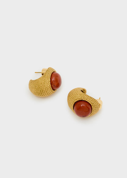 Orecchini Vintage con pietra rosso in acciaio