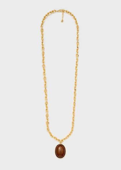 Collana Cleo con pietra pendente marrone