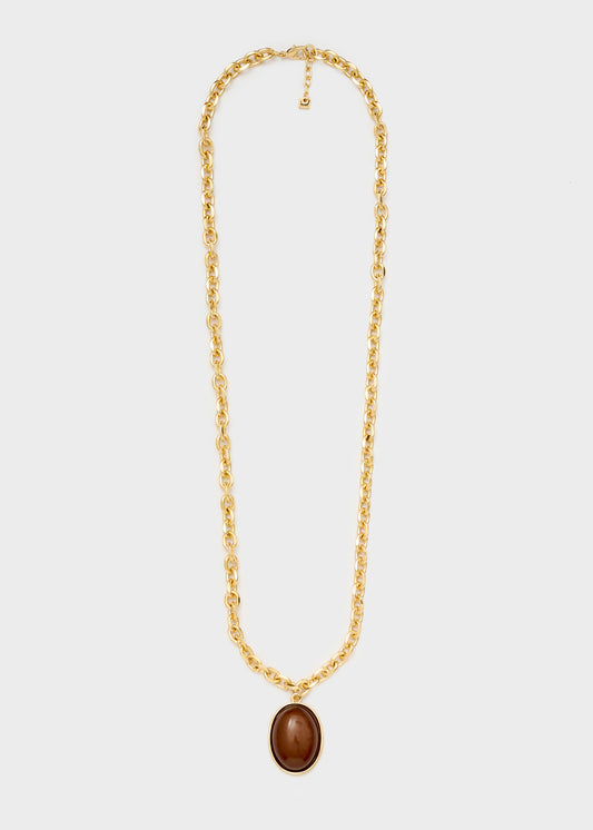 Collana Cleo con pietra pendente marrone