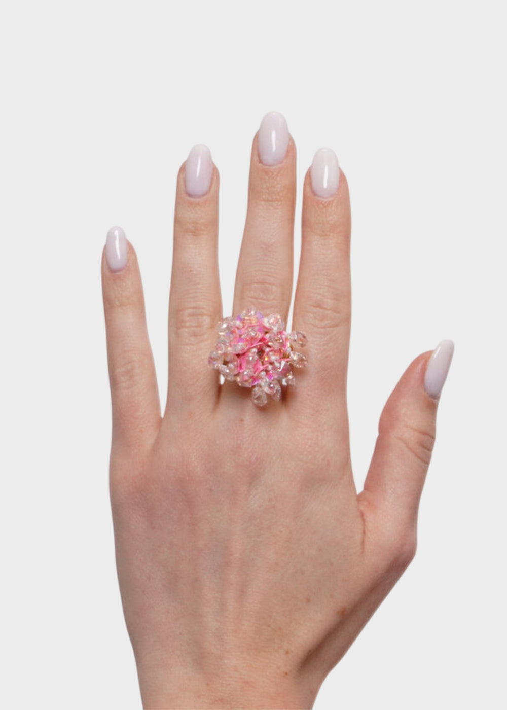 Anello elastico in Metallo color oro con fiori rosa