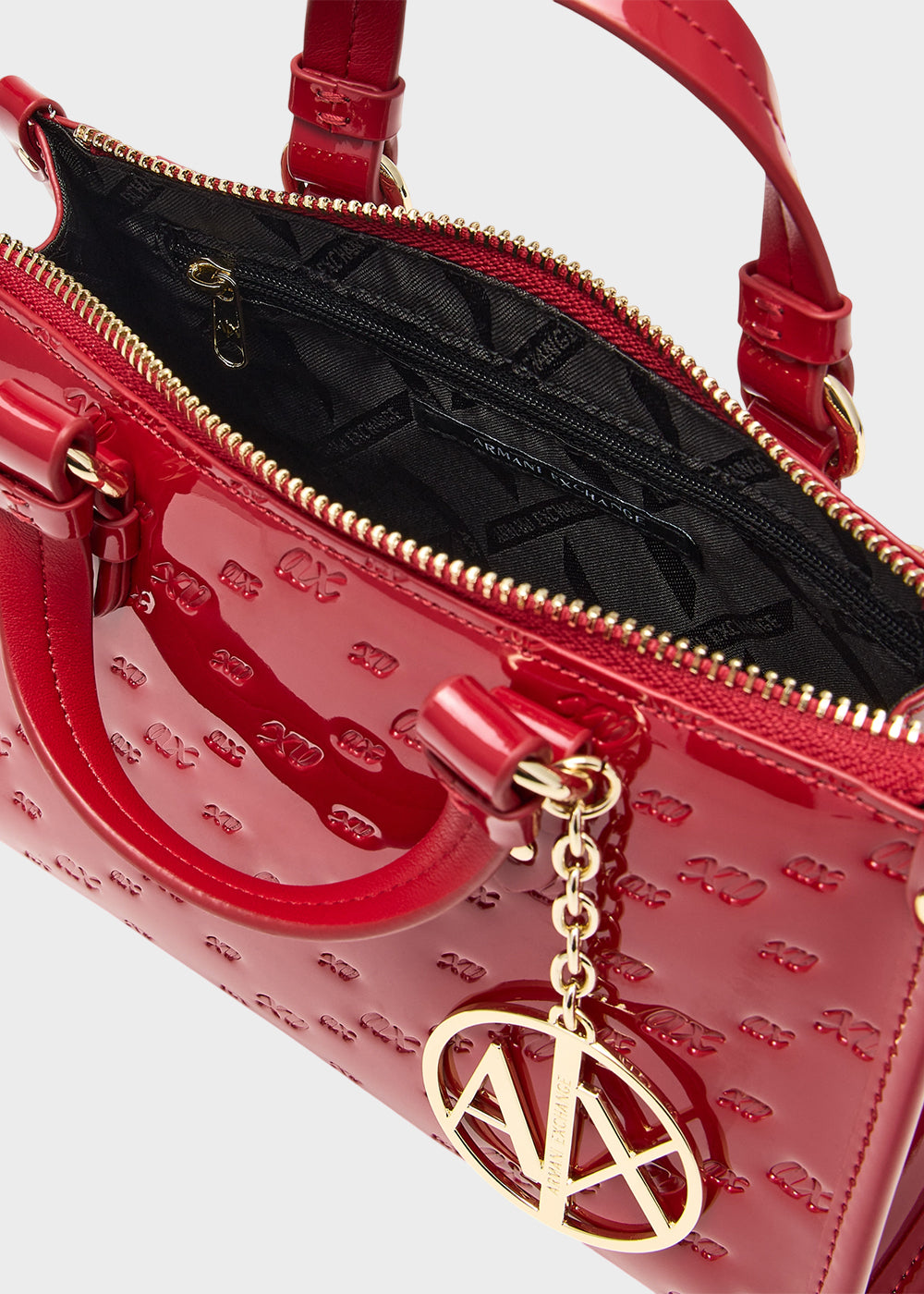 Borsa a mano Gynger Patent Bauletto S con tracolla, logo all over lucida-7