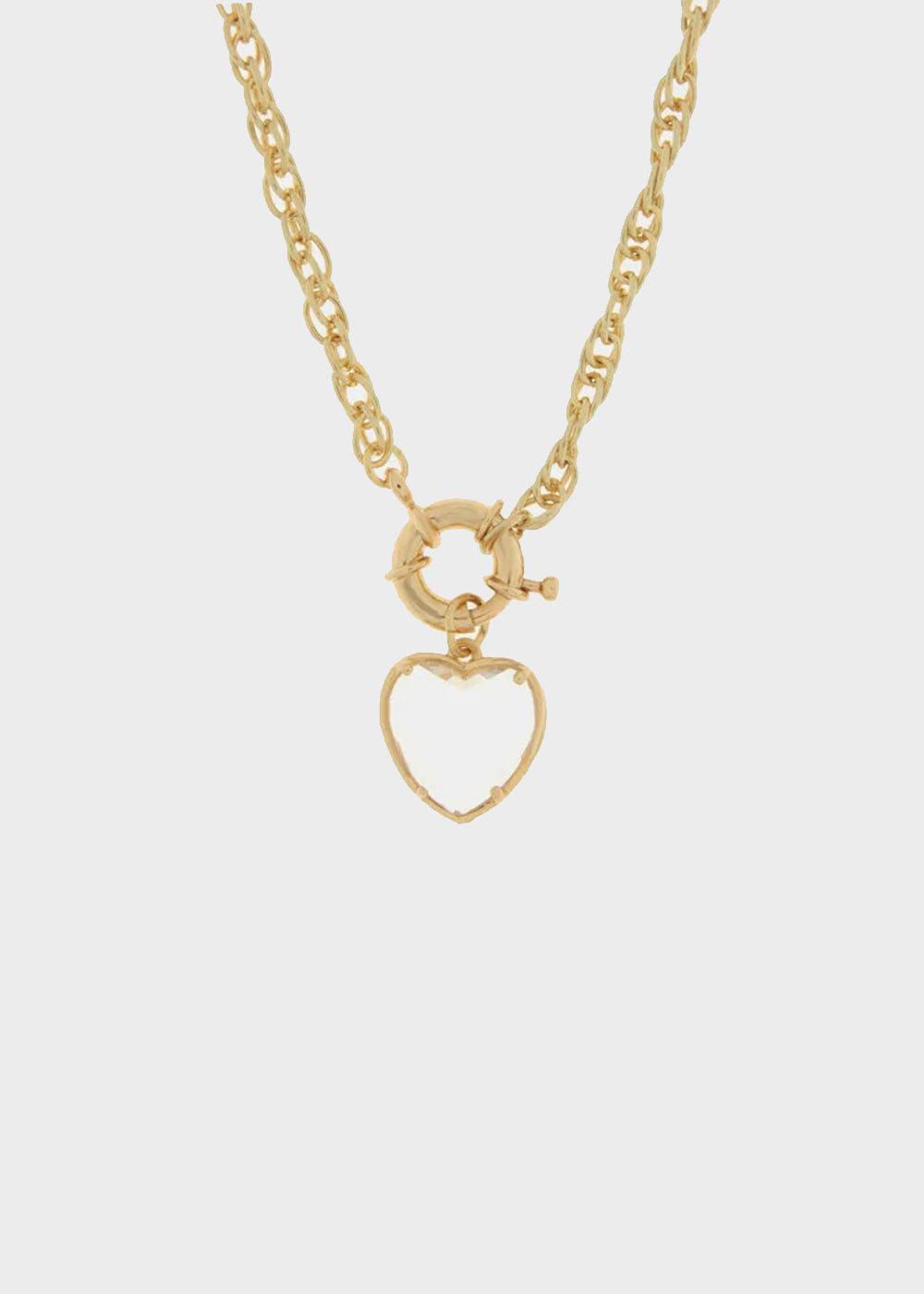 Collana in Metallo color oro con cuore bianco