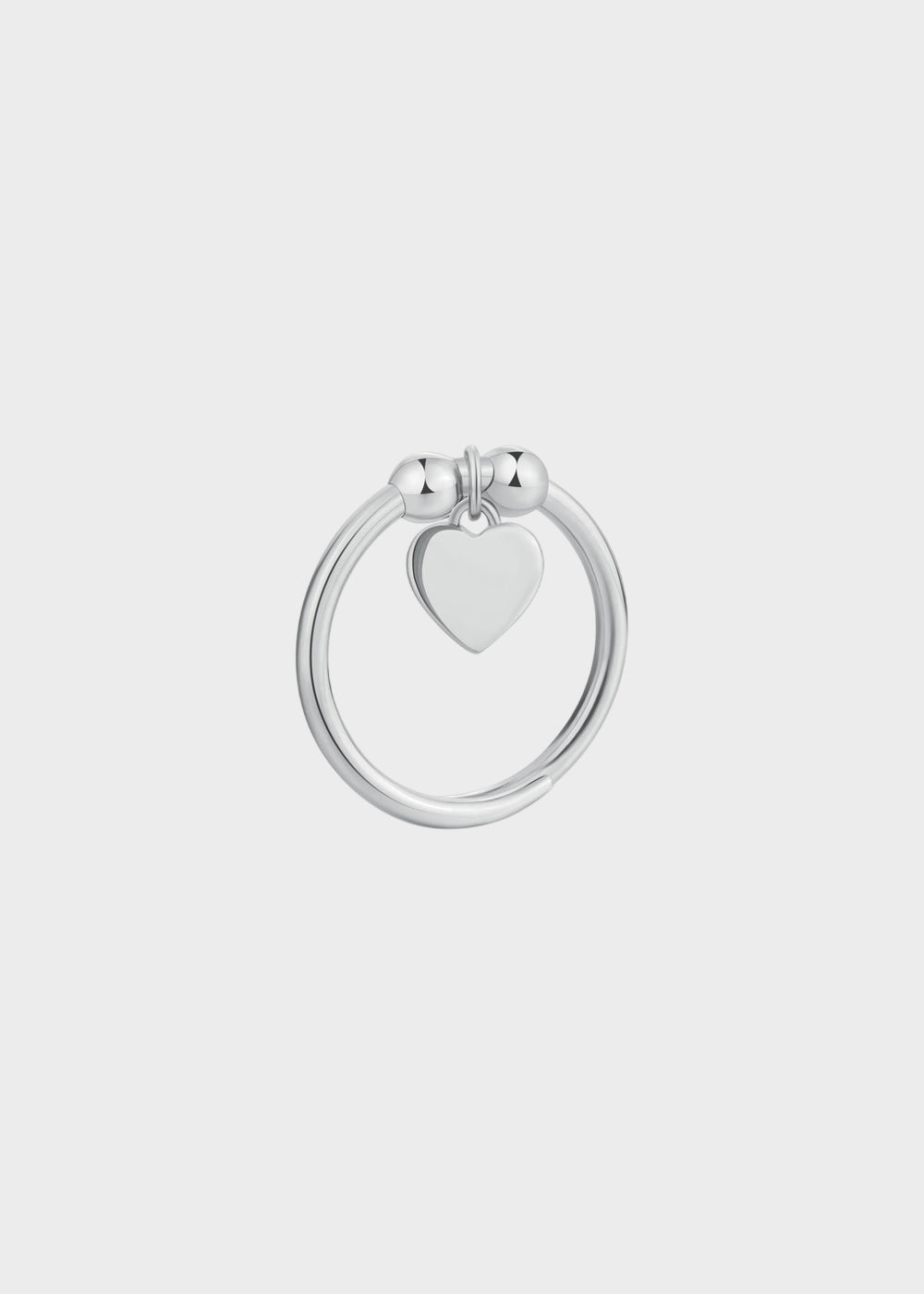 Anello regolabile Feelings in acciaio con sfere e pendente a forma di cuore