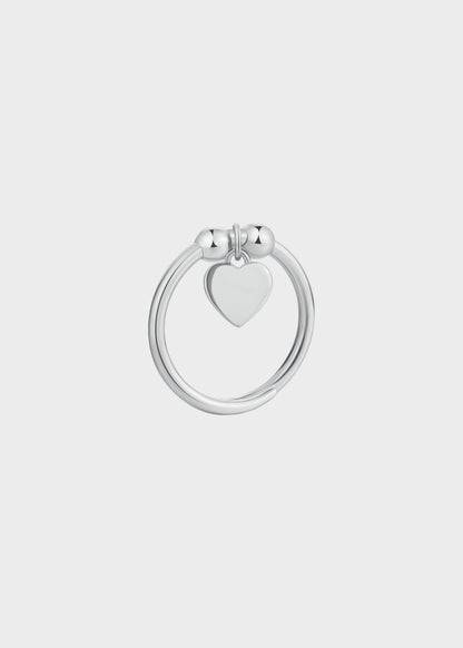 Anello regolabile Feelings in acciaio con sfere e pendente a forma di cuore