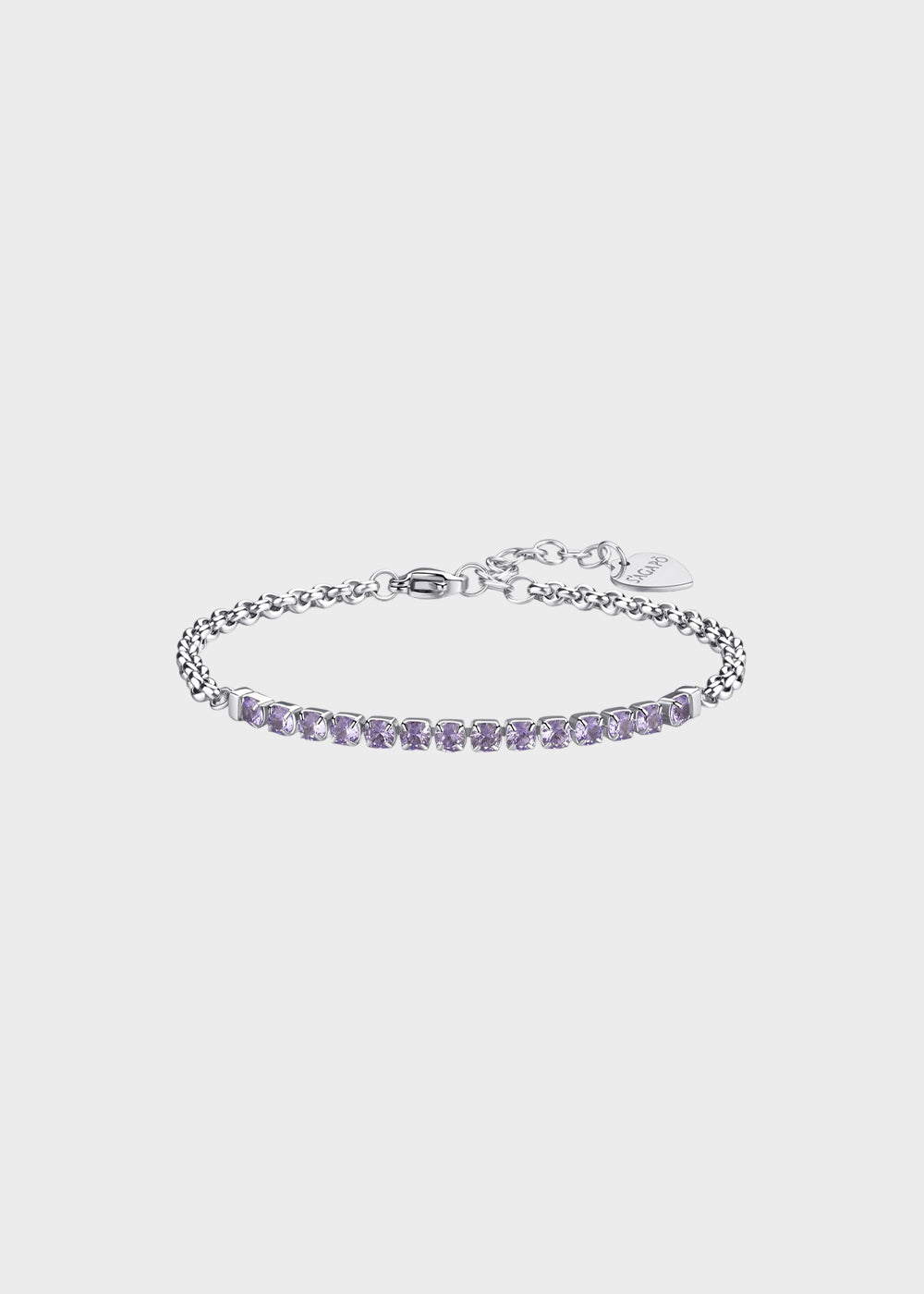 Bracciale Dazzly in acciaio con centrale tennis e cubic zirconia viola